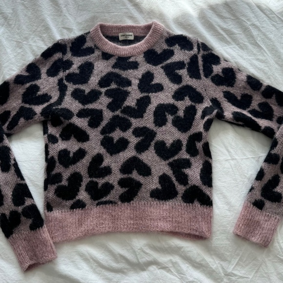 Saint Laurent 2014 Mohair Cropped Sweater Pink Print Size M - Picture 2 of 4
